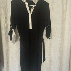 Ivanka Trump Black Midi Dress with White Trim